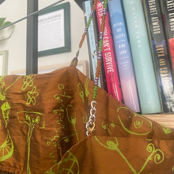 Vintage Peach Berserk custom screenprinted silk cocktail dress - Picture 5 of 13